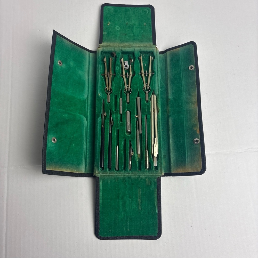 Vintage Tower Germany Drafting Set Tools 5036 Drawing Mechanical Tool with Case